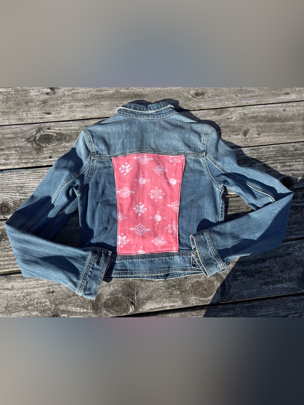 Sew-Losophy by Marcella Women’s Blue Denim Jacket with Pink Back Panel